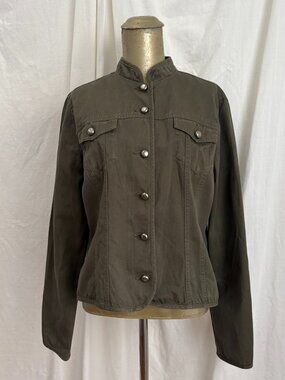 Vintage Geoffrey Beene Sport Army Olive Green Jacket 90s Grunge Indie Sleaze